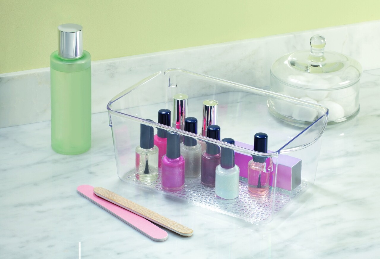 Cos pentru depozitare Rain, iDesign, 26x16x11 cm, transparent - imagine 7